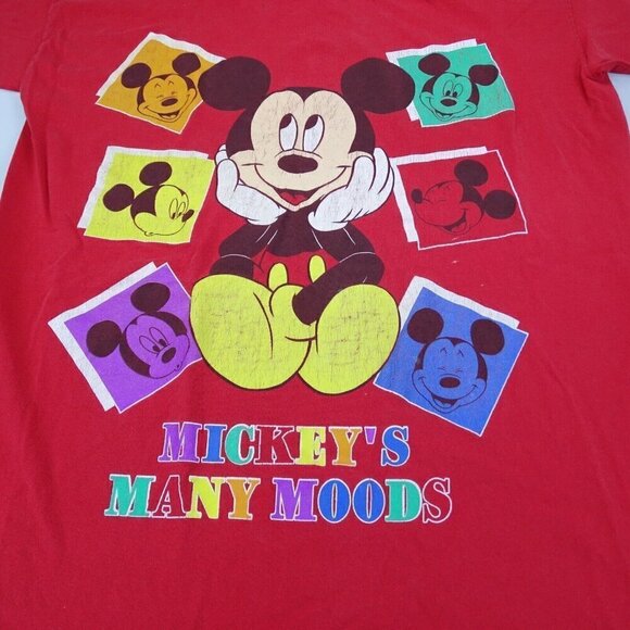 Vintage Mickey Mouse Mickey's Many Moods Mouse‎ Disney Red T-Shirt One Size - Picture 2 of 8